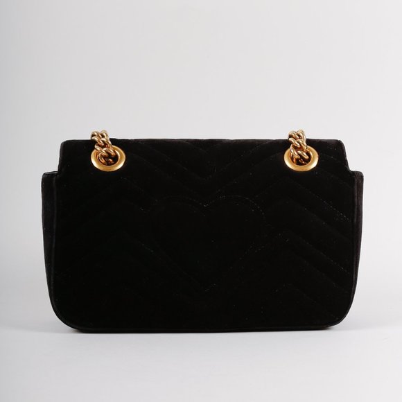 SOLD Gucci Black Velvet Matelassé GG Marmont Mini Bag - Picture 3 of 11